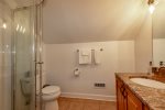 Upstairs guest bathroom with walk in shower